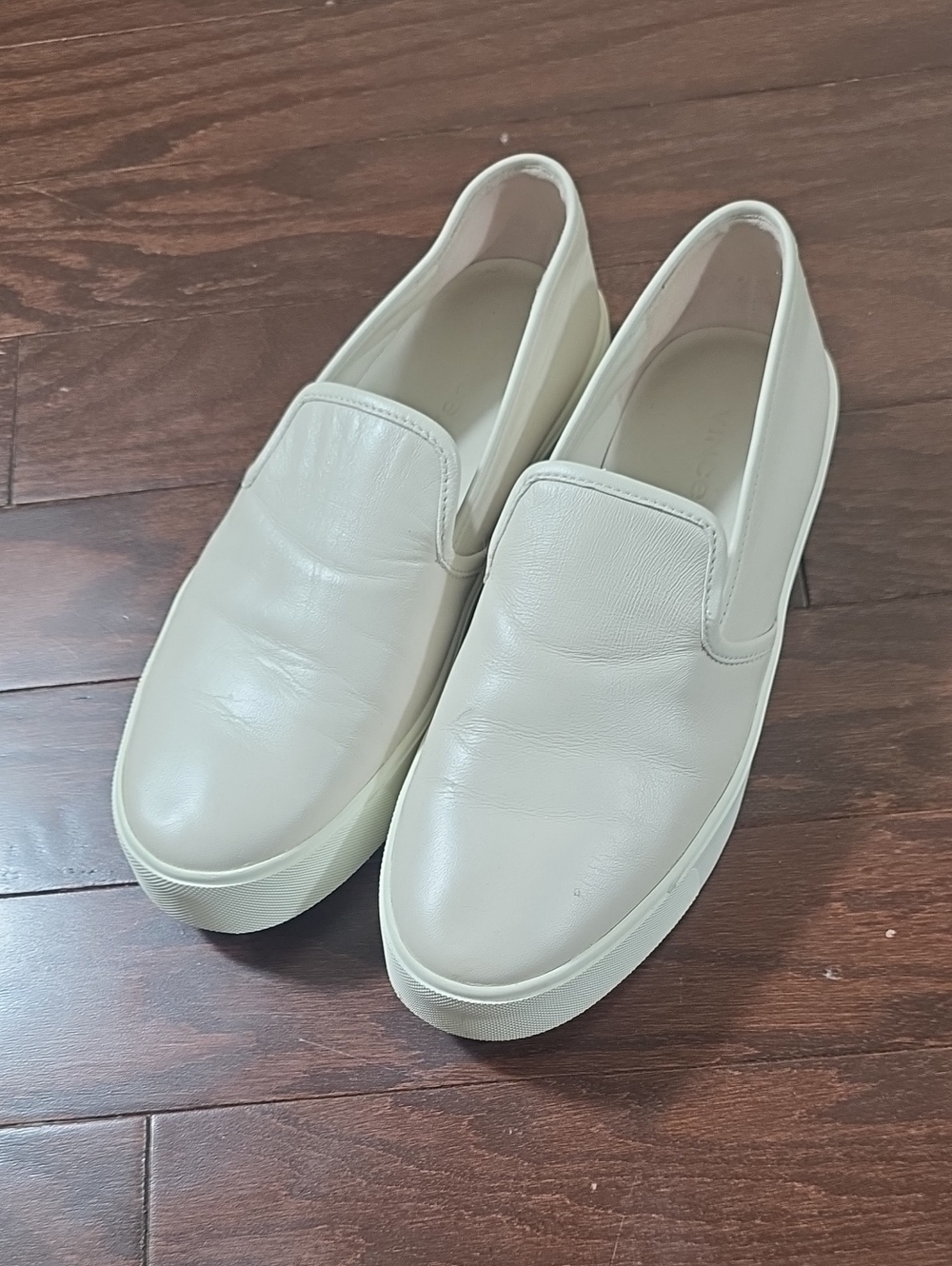 Vince Ivory Leather Slip-On Sneakers